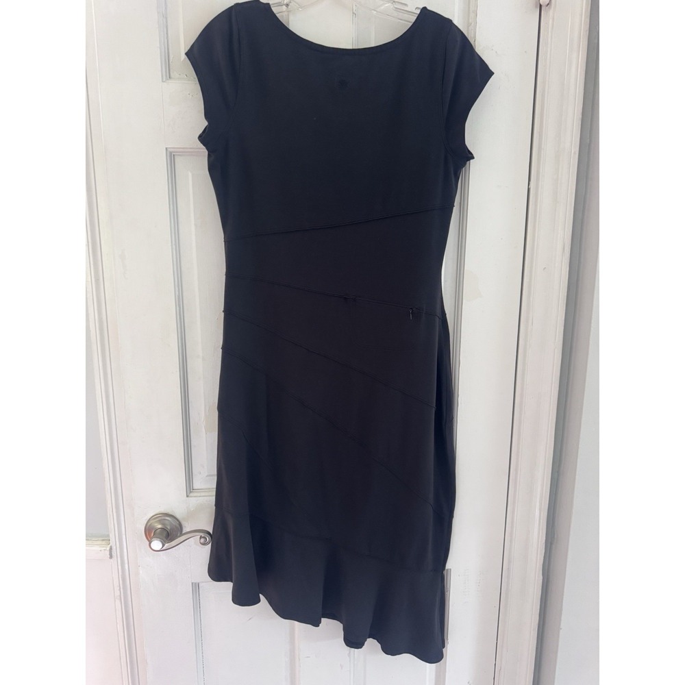 Athleta Crescendo Black Midi Dress Womens Medium Athleisure Travel Pocket - Picture 4 of 9